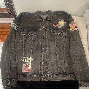 Polo by Ralph Lauren Black Denim Jacket with Patches
